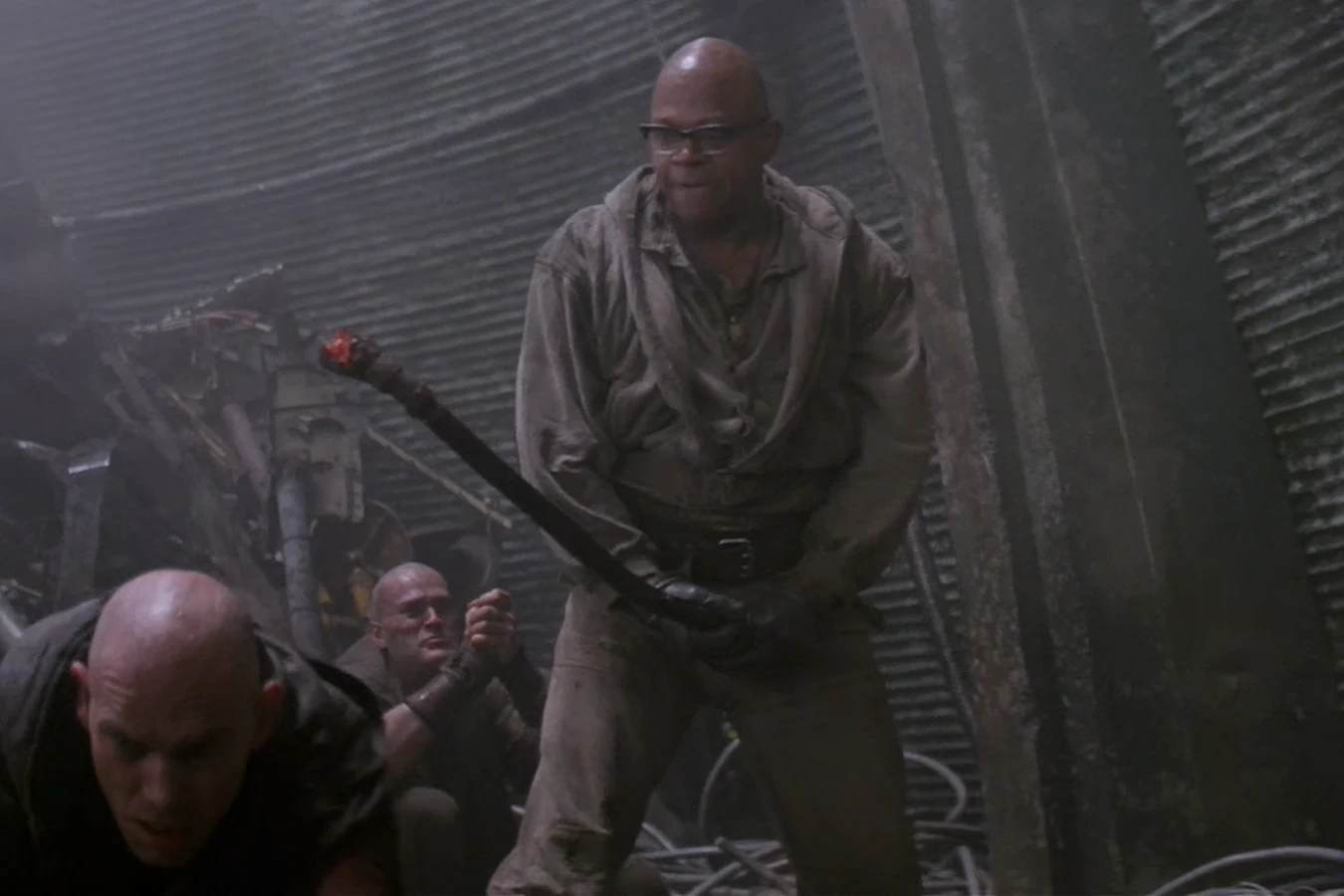 Dillon with a stick after stopping the assault on Ripley in Alien 3