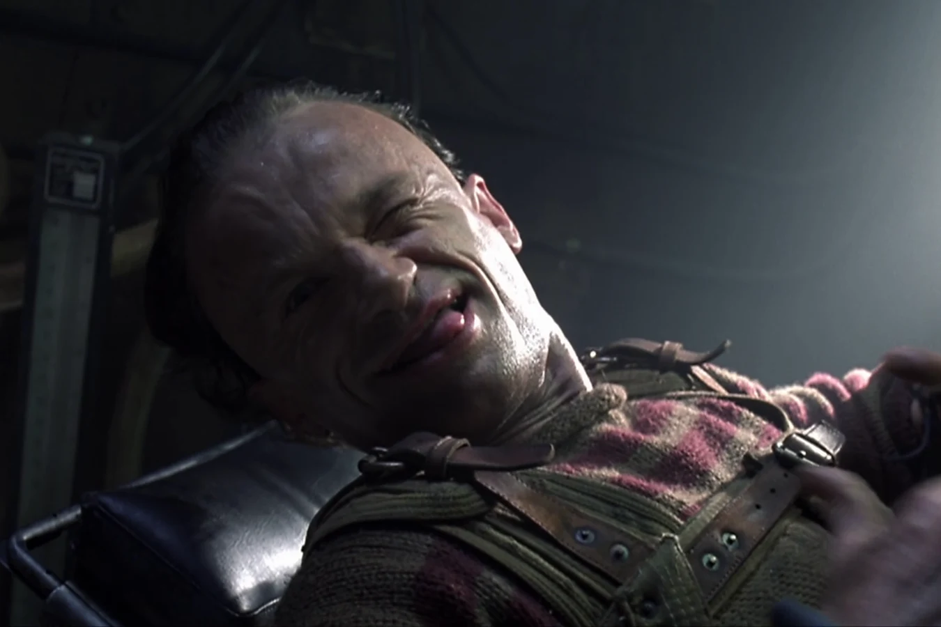 Vriess pulling a face in his wheelchair aboard the Betty