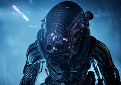 A Drone Xenomorph stalking through a dark industrial corridor