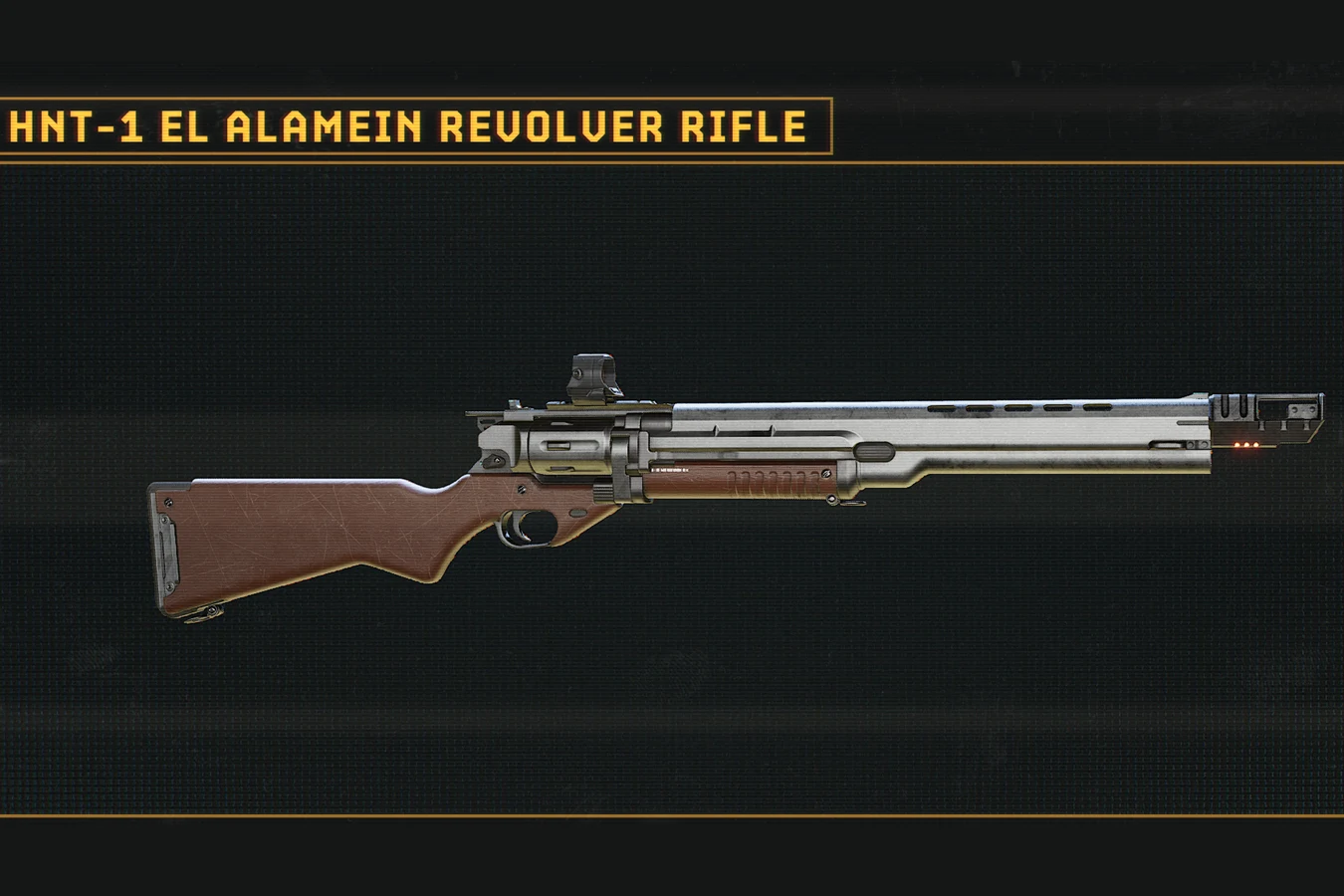 HNT-1 El Alamein Revolver Rifle fitted with a small optic and a muzzle brake