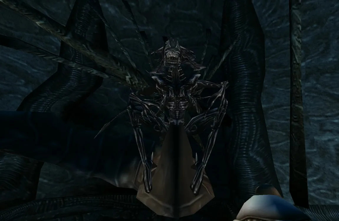 The Empress Xenomorph inside a dark hive