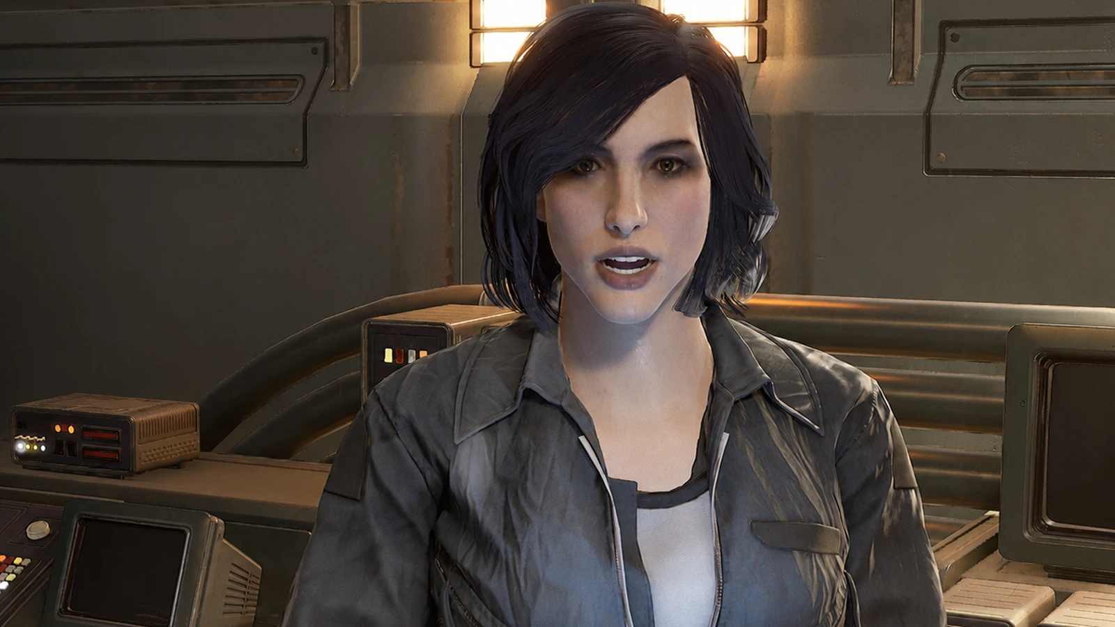 Esther 1089-12/A7 at a console aboard the UAS Endeavor in Aliens: Fireteam Elite