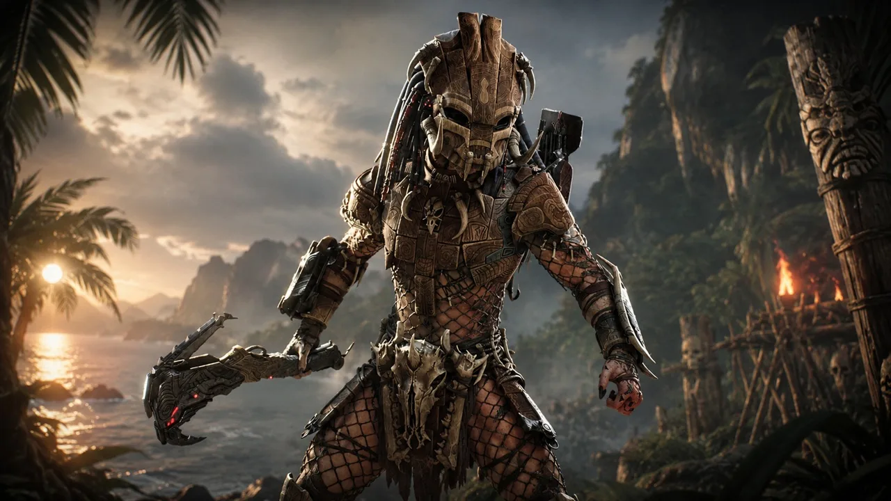 Exiled Predator wearing bone and wood armor