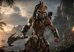 Exiled Predator wearing primitive bone and wood armor