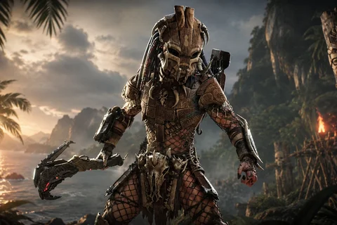 Exiled Predator wearing bone and wood armor