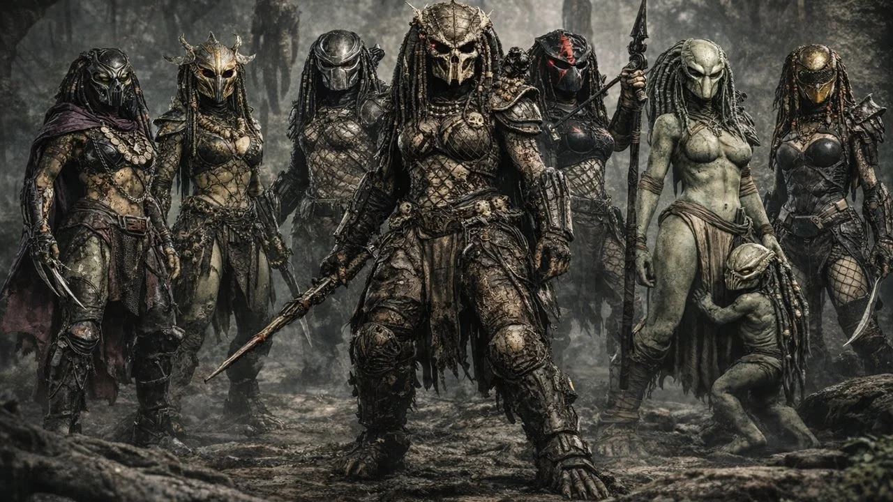 A group of Female Yautja standing side-by-side