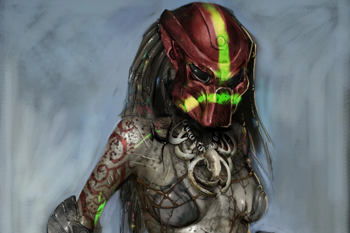 Unused female Predator concept art for Predators 2010 by Michael Broom