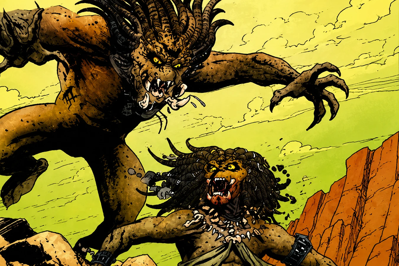 Female Yautja from the 1994 Topps Aliens/Predator Universe trading card by Neil Vokes