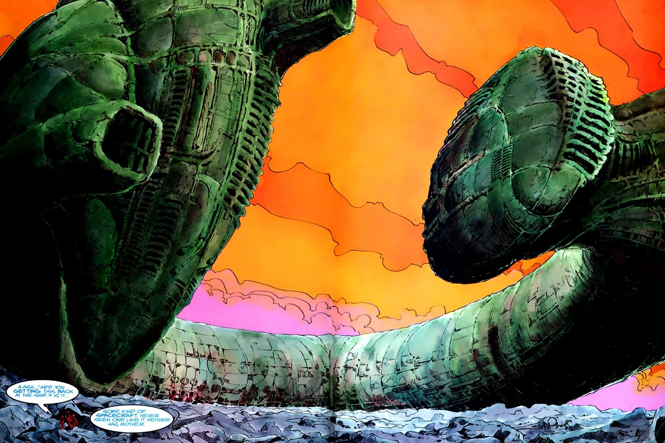 The horseshoe derelict on the planetoid in Alien: The Illustrated Story