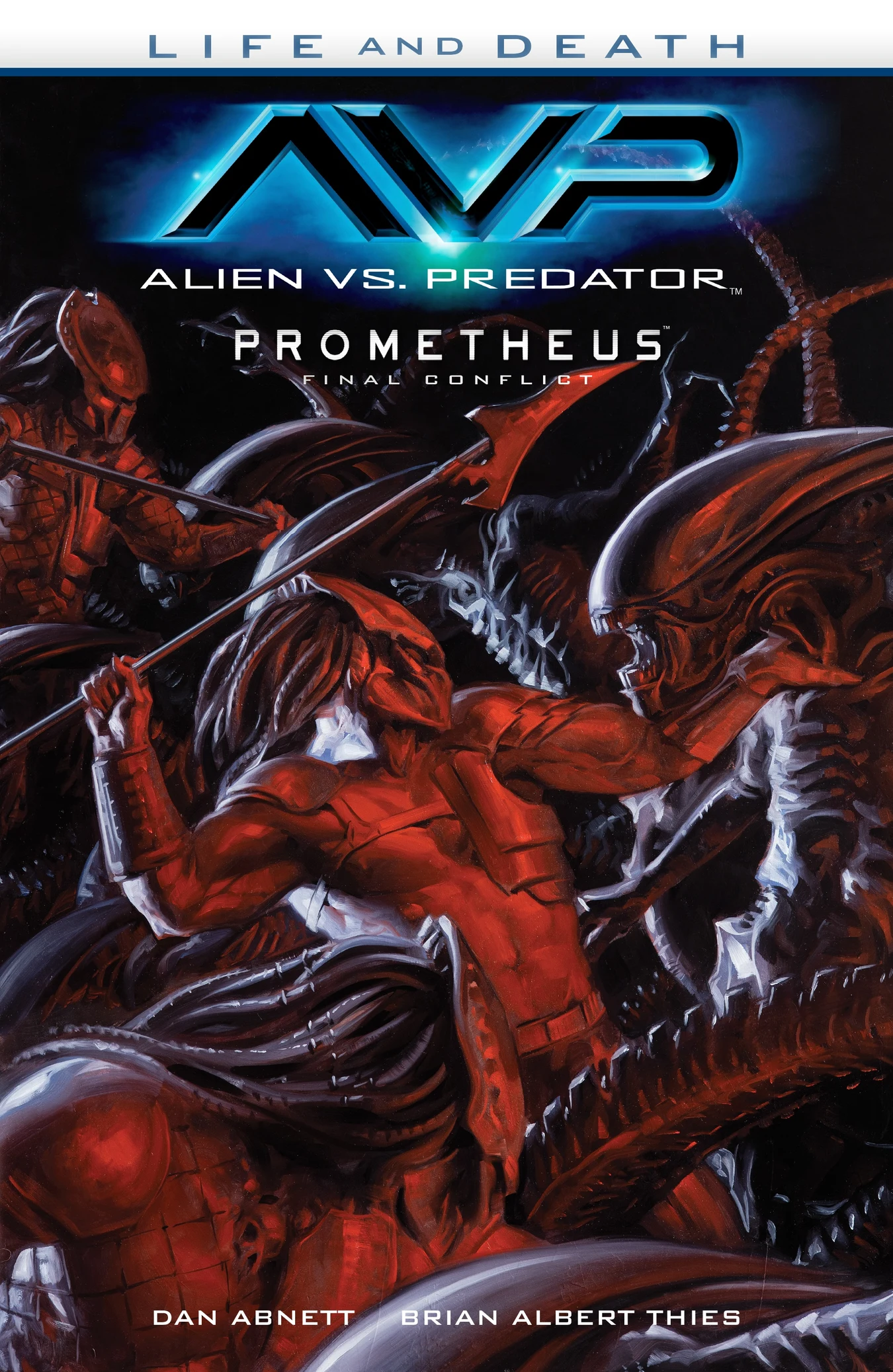 David Palumbo's Life and Death painting of an unmasked Predator fighting a Xenomorph