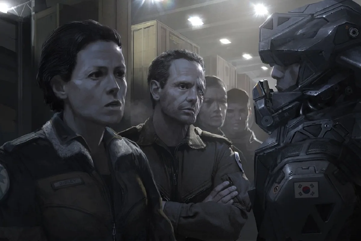 Older Ellen Ripley and Dwayne Hicks in Neill Blomkamp's Alien 5 concept art