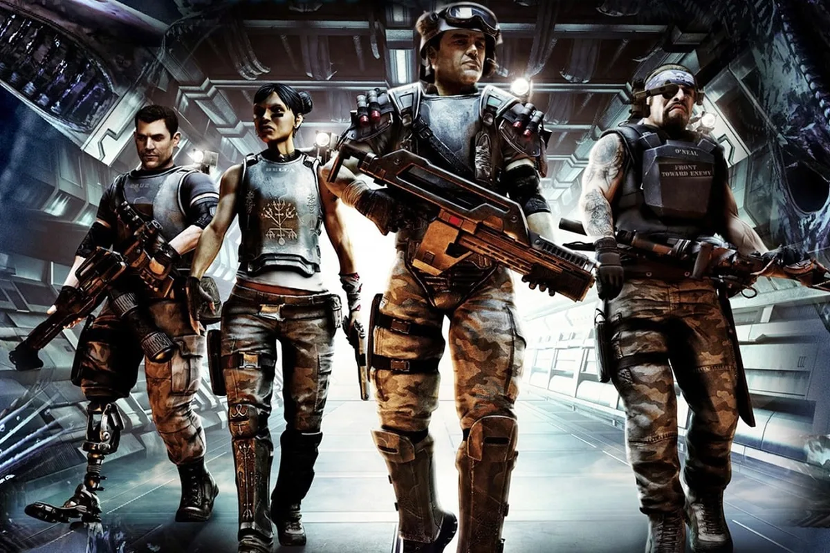 Colonial Marines from the USS Sephora in Aliens: Colonial Marines