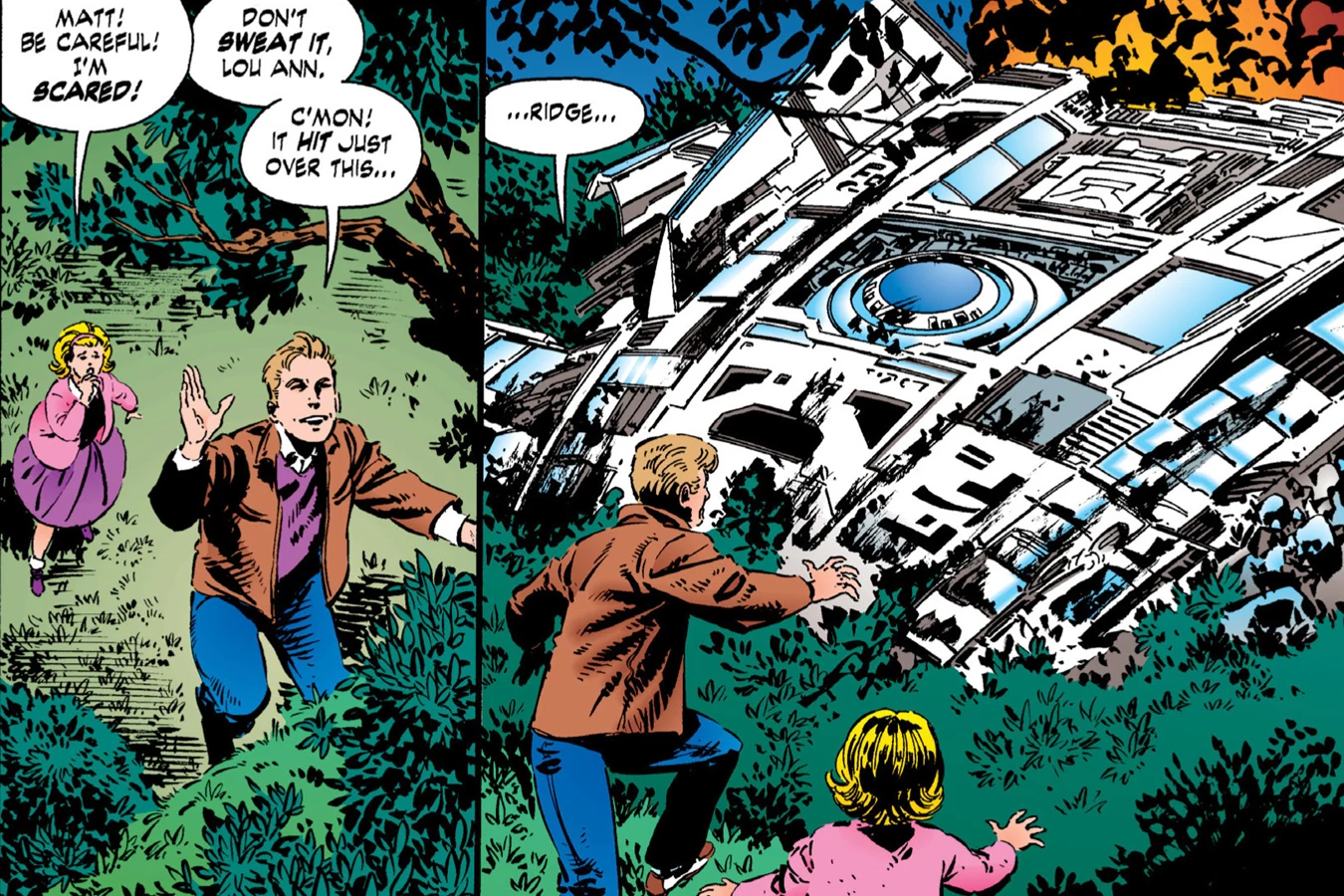 The burning disc in the woods in Aliens: Earth Angel