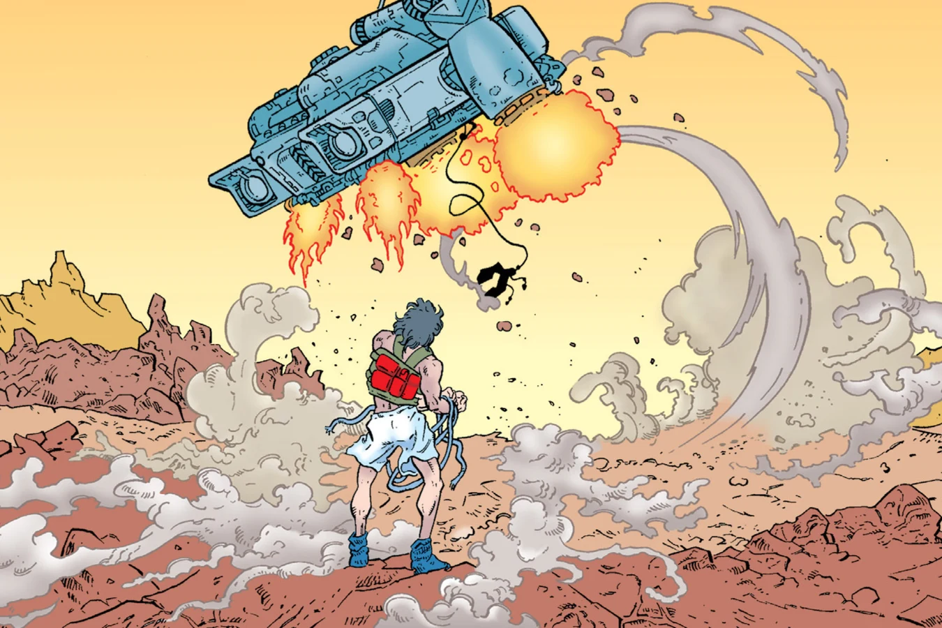 The dropship leaving Dumphy on the surface in Aliens: Pig