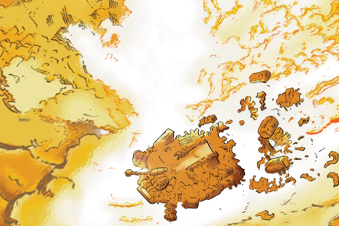 The salvage ship breaking apart in Aliens: Pig