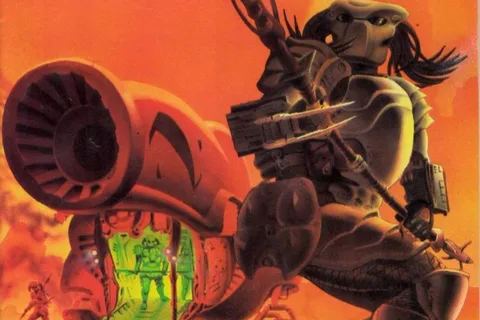 Phill Norwood's cover for Aliens vs. Predator #1, a hunter with a spear in front of a ship