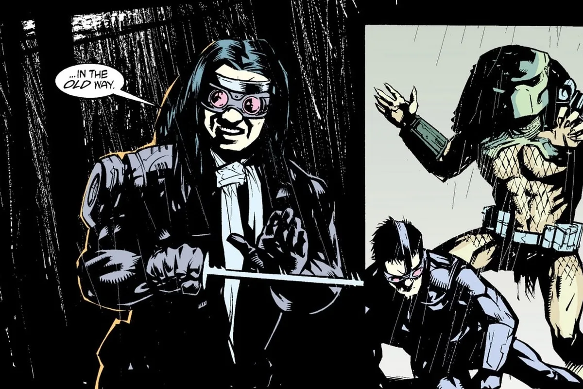 Gideon Suhn Lee draws a sword on a Predator in the rain
