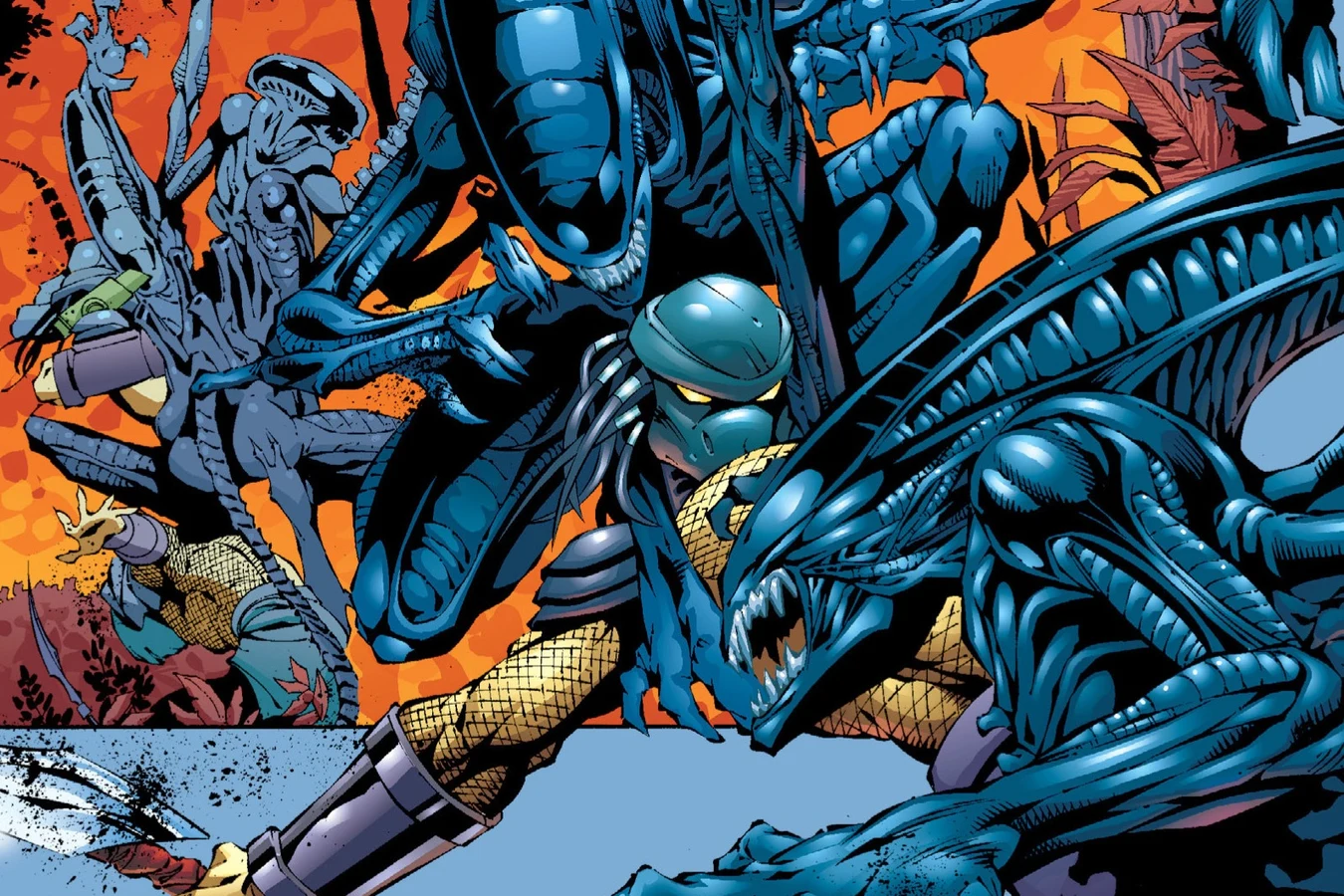 Adult Xenomorphs pulling down a Yautja hunter on LK176