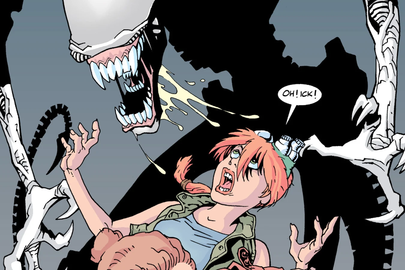 The pale Wraith attacking Hope and Roark in Aliens: Wraith