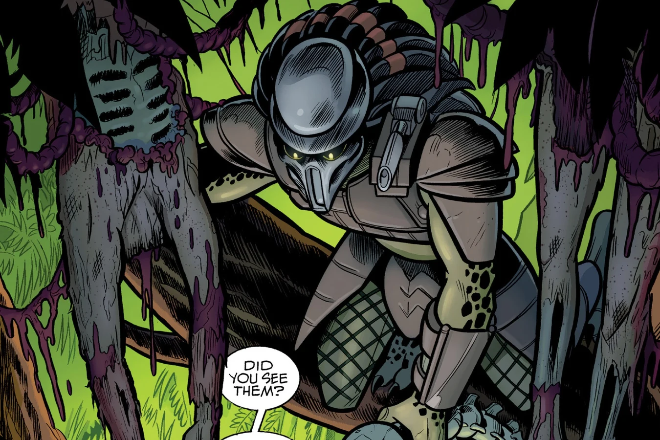 The Predator crouched in a jungle tree with two fresh skulls while the Riverdale gang searched for Betty below
