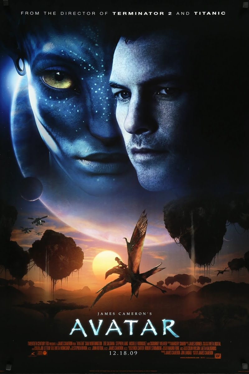 Avatar 2009 movie poster featuring Jake Sully and Neytiri
