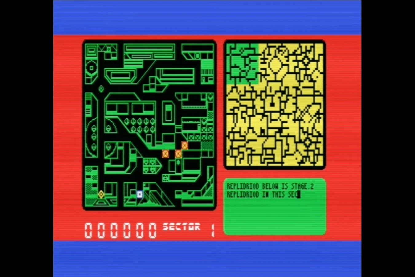 Skimmer sector map screen showing Replidroid markers in CRL Blade Runner 1985