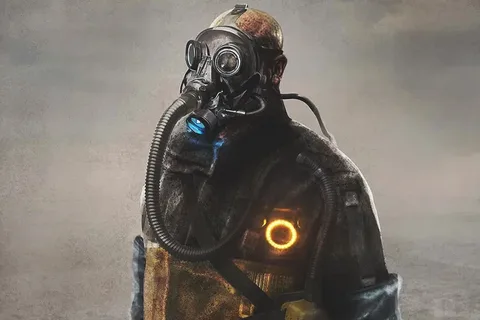 Sapper Morton in a gas mask and protective suit on the 2048: Nowhere to Run poster