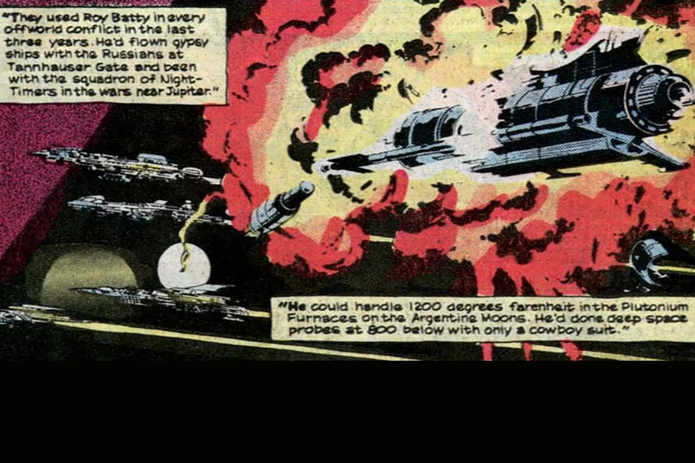 Roy Batty's Offworld memories, including Tannhäuser Gate, in the Marvel Blade Runner comic