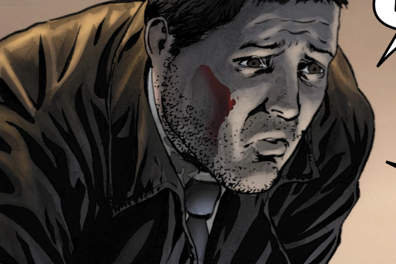 A bloodied Rick Deckard calling out to Mercer on a barren desert hill in BOOM! Studios' Do Androids Dream of Electric Sheep?