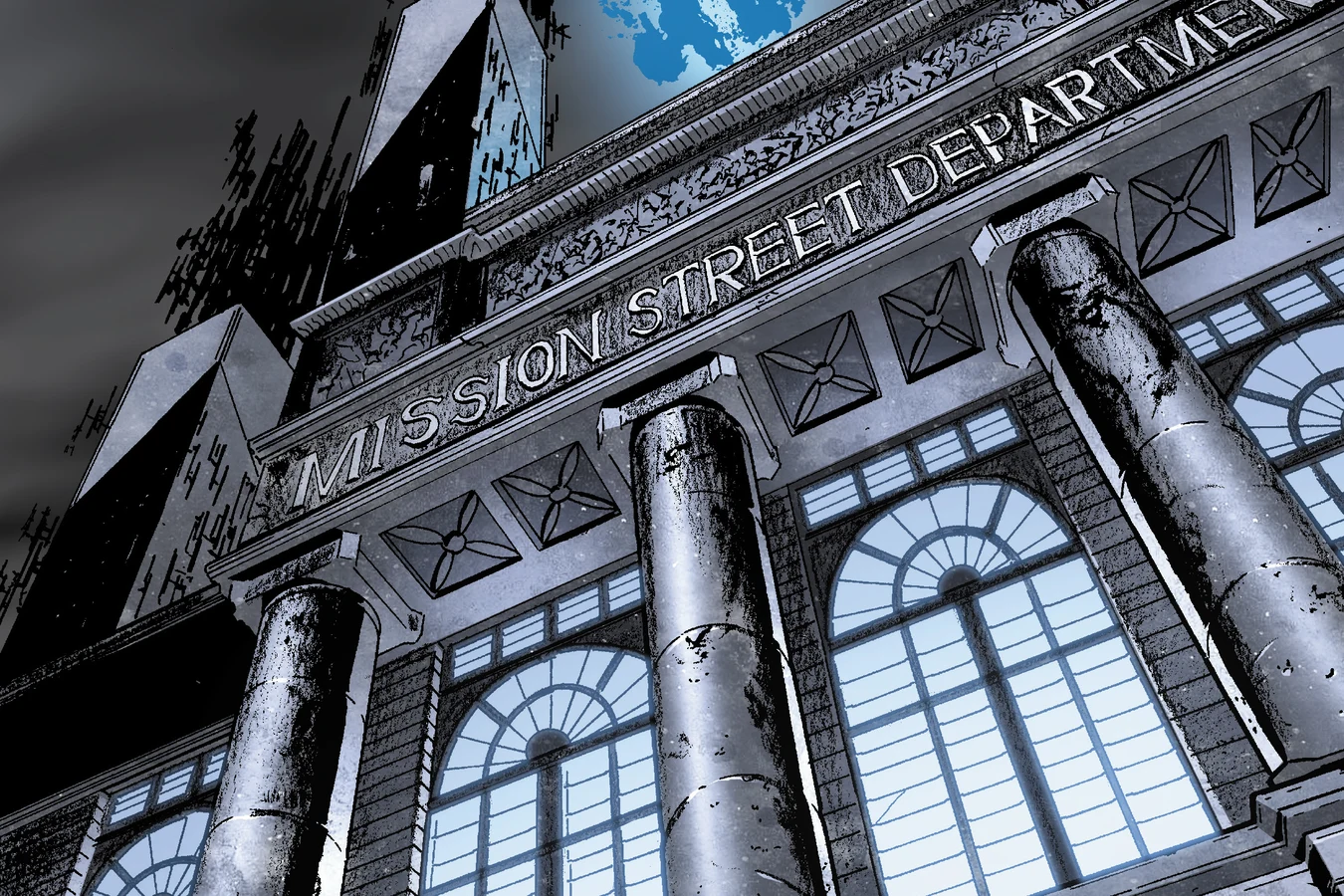 The Hall of Justice on Mission Street, a police building Deckard has never seen before in BOOM! Studios' Do Androids Dream of Electric Sheep?