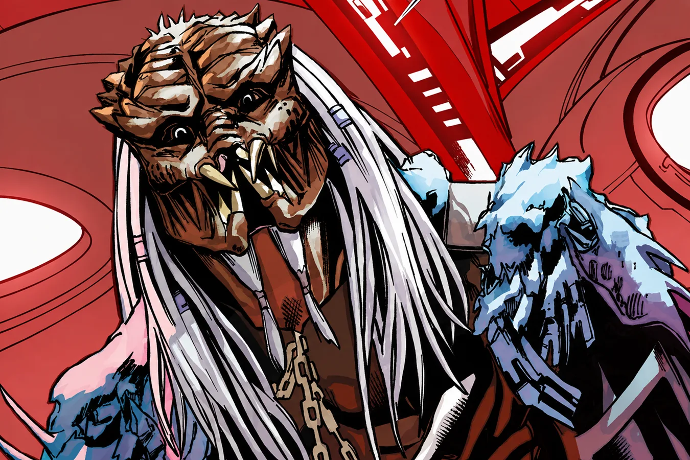 Njohrr confronts Dek and Kwei aboard their ship after the failed Pelkonen IV mission