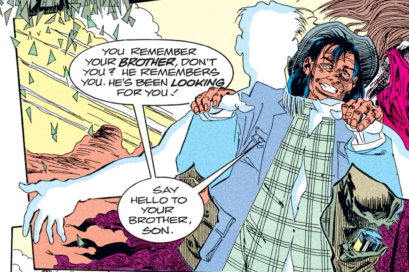 The ghostly figure of Nakai's stillborn brother appearing to him in a dream in the Predator: Big Game comic