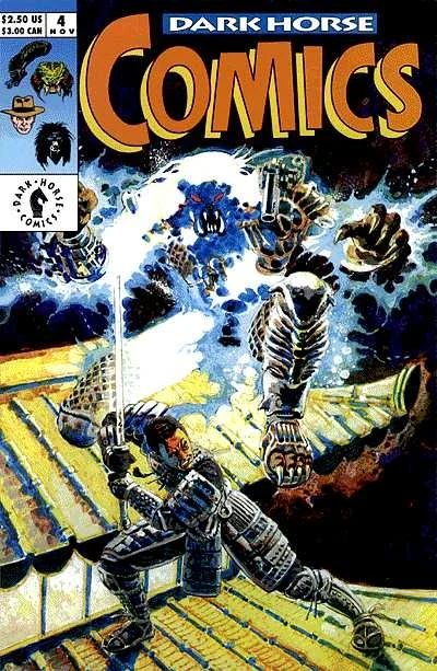 Leo Durañona's cover for Dark Horse Comics #4, with a samurai on a tiled rooftop facing a cloaked Predator