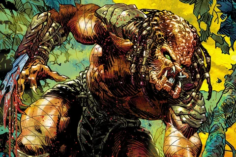 A Yautja faces human fighters in Predator: Bloodshed