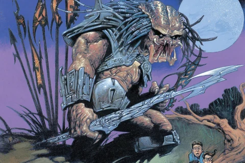 Val Mayerik's cover for Dark Horse Presents #124, the anthology that opened with Predator: Bump in the Night
