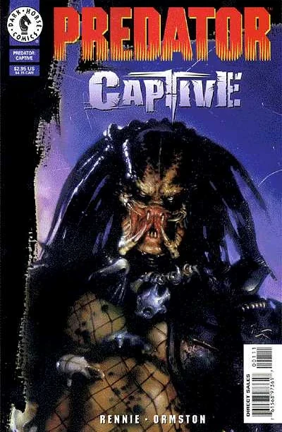 Dean Williams's painted cover for Predator: Captive (May 1998), with an unmasked Predator facing the reader below the title logo
