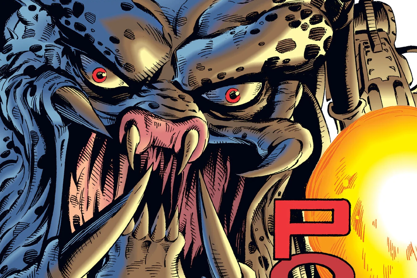 The Predator firing on Captain Stone's netted soldiers in the jungle in the Predator: Dark River comic