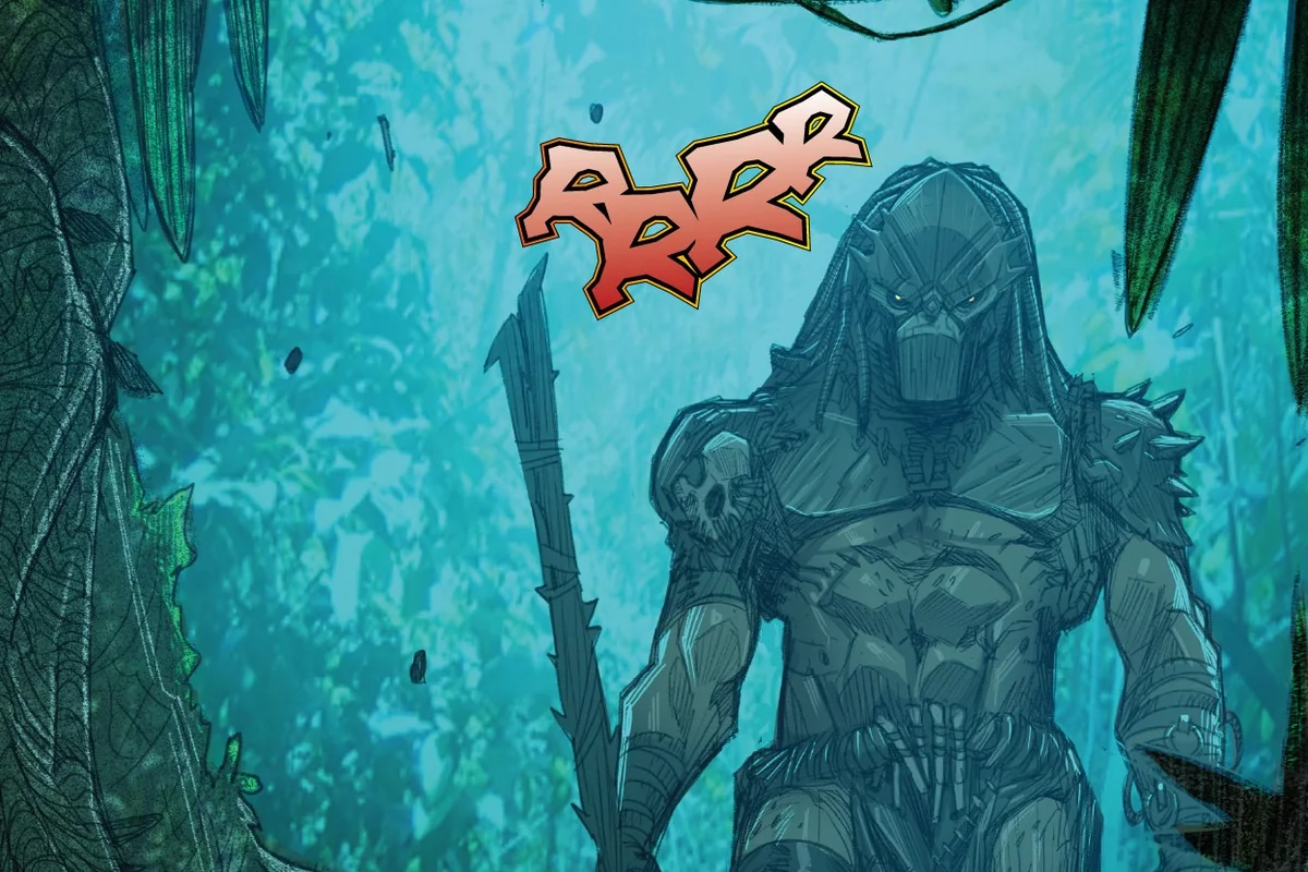An Exile in a wooden mask growls among the jungle trees on Kehua in Predator: Hunters