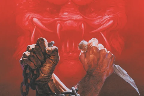 Dave Dorman's painted cover of Predator: Race War #1, with a Predator looming over prison inmates