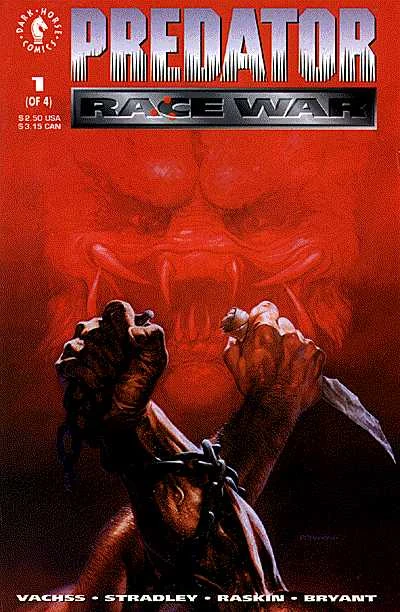 Dave Dorman's painted cover for Predator: Race War #1 (February 1993), with a Predator looming over prison inmates below the title logo