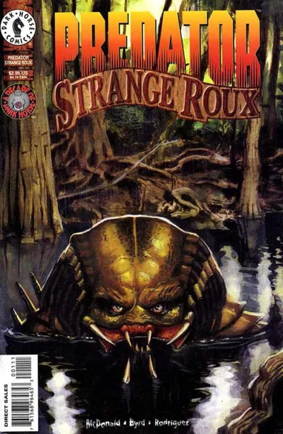 Paul Lee's painted cover for Predator: Strange Roux (November 1996), with a Predator's head rising from swamp water below the title logo