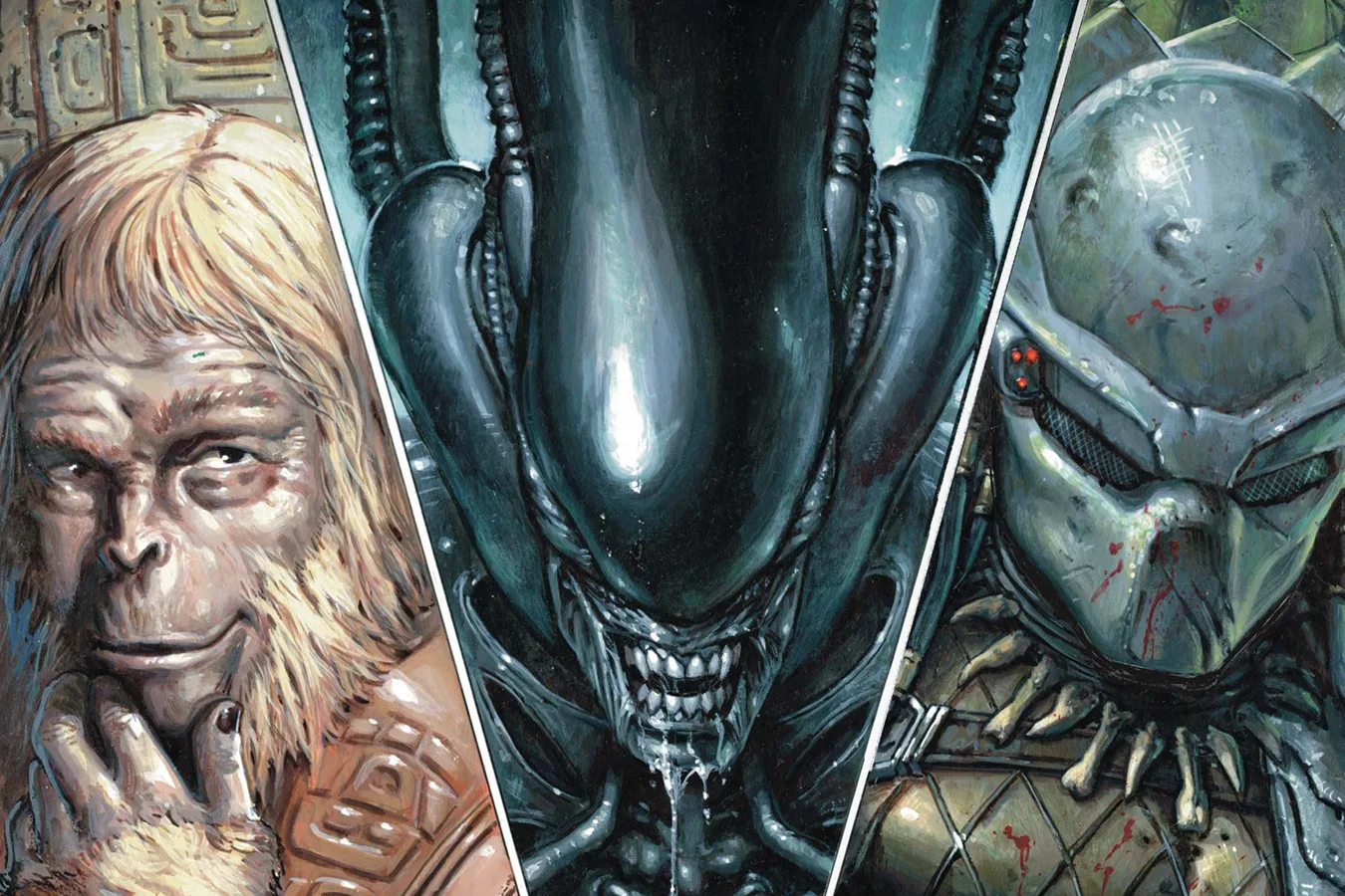 Alien, Predator and Planet of the Apes Comics Giveaway Day 2026 cover by Davide Paratore