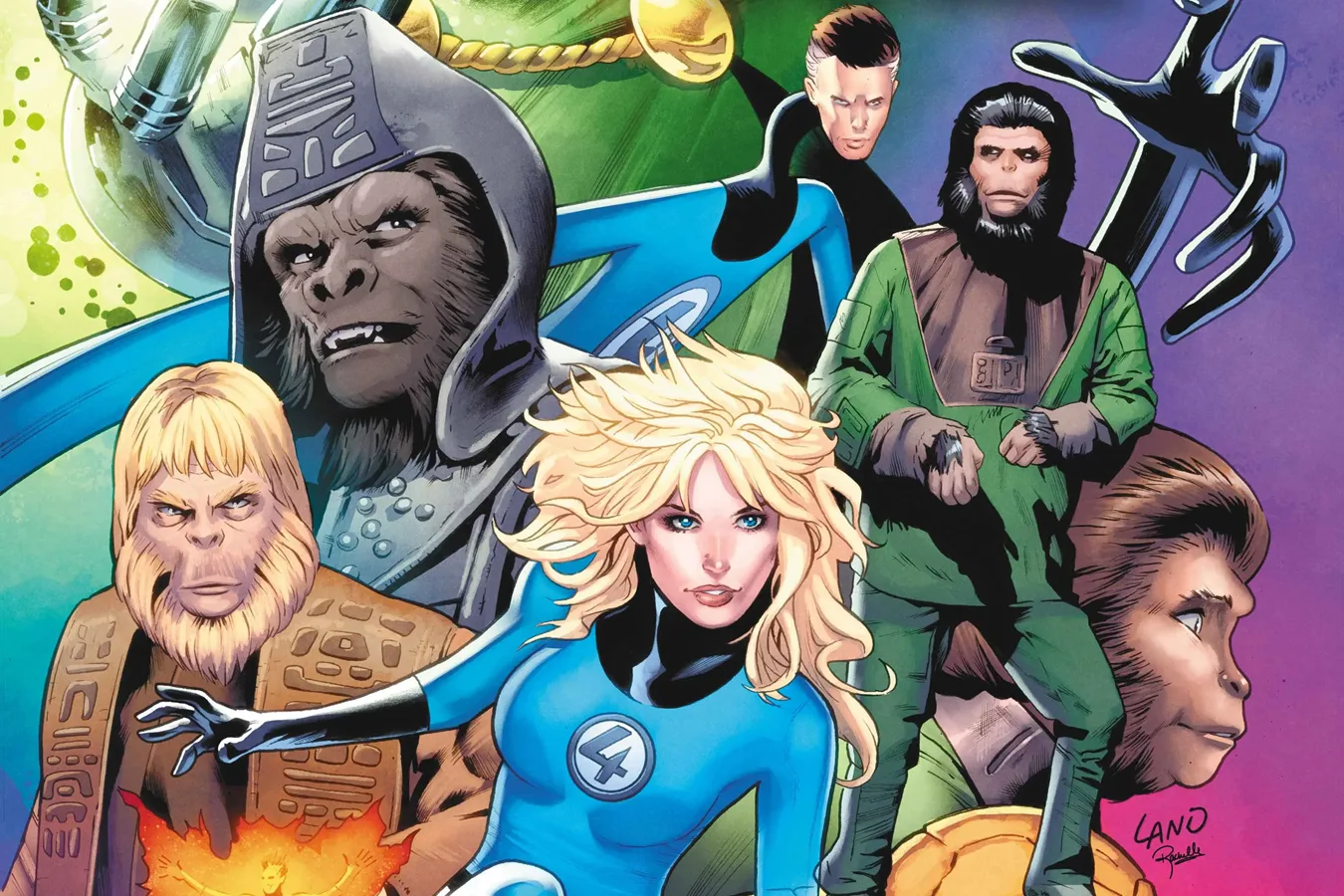 Planet of the Apes vs. Fantastic Four comic cover art