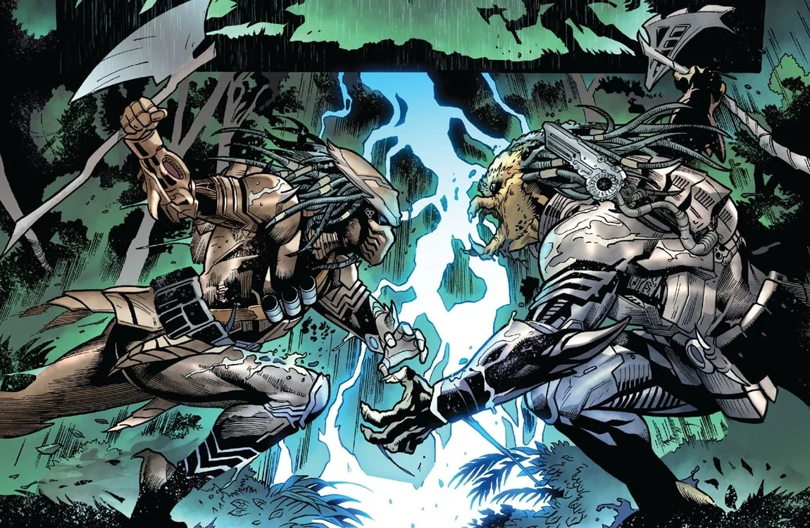 Theta fights a Predator in Predator: The Preserve