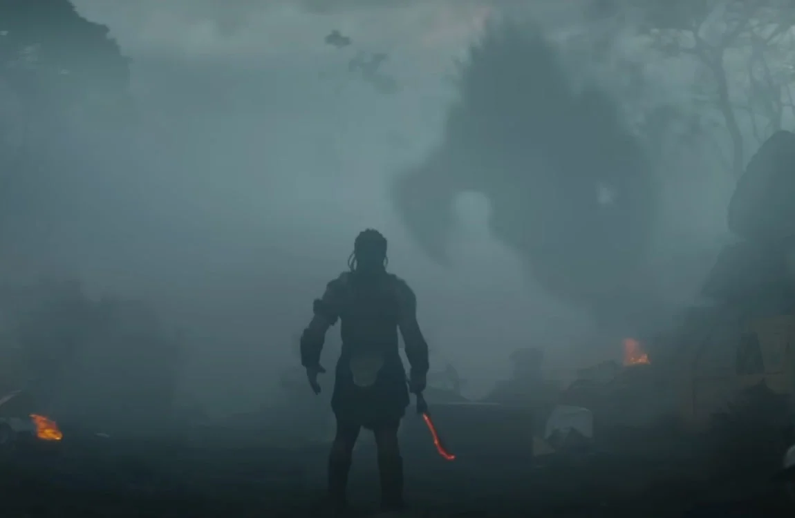 Dek about to fight a giant monster on Genna