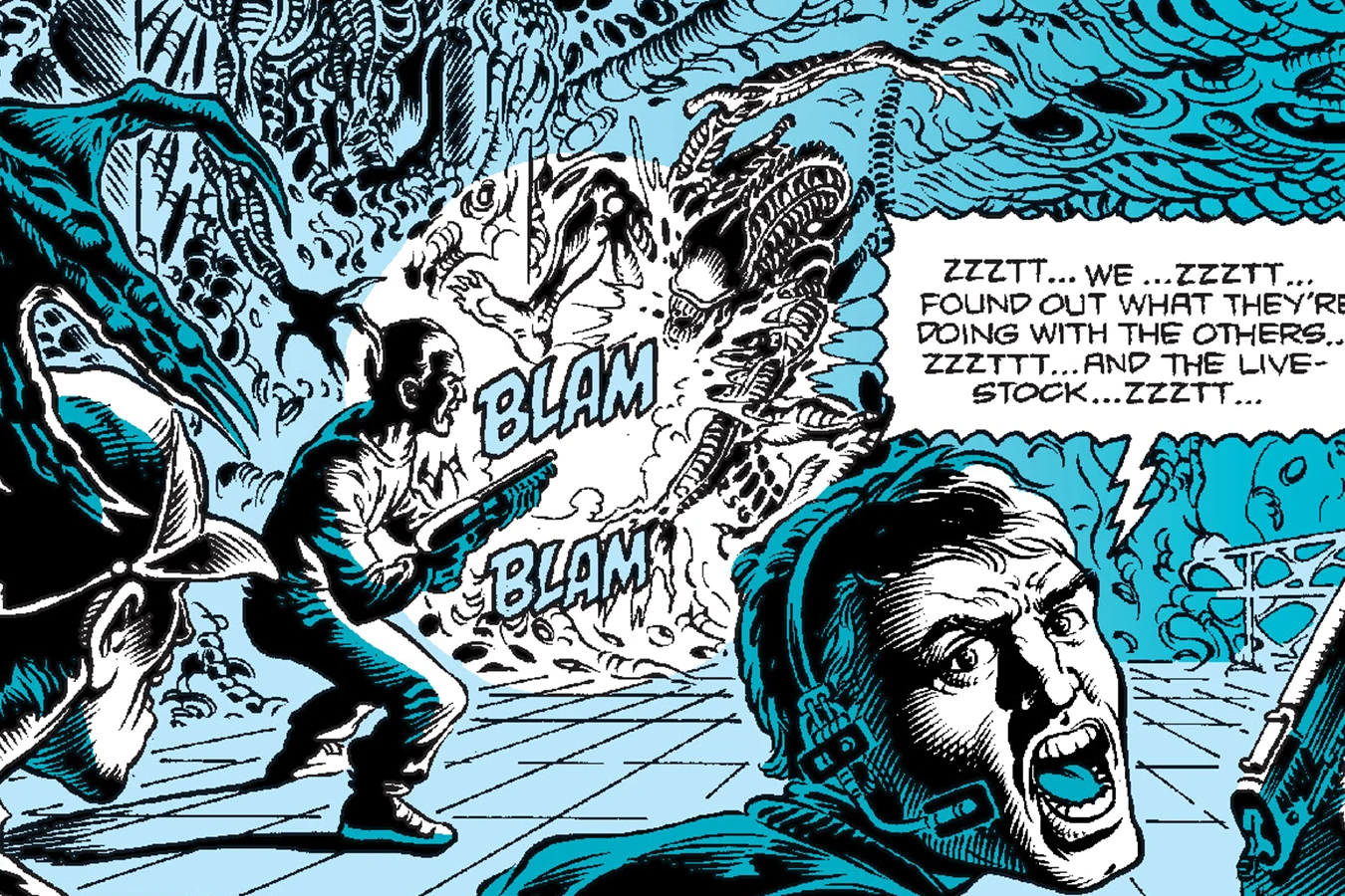 Loney and Drapers in the Hadley's Hope hive in Aliens: Newt's Tale