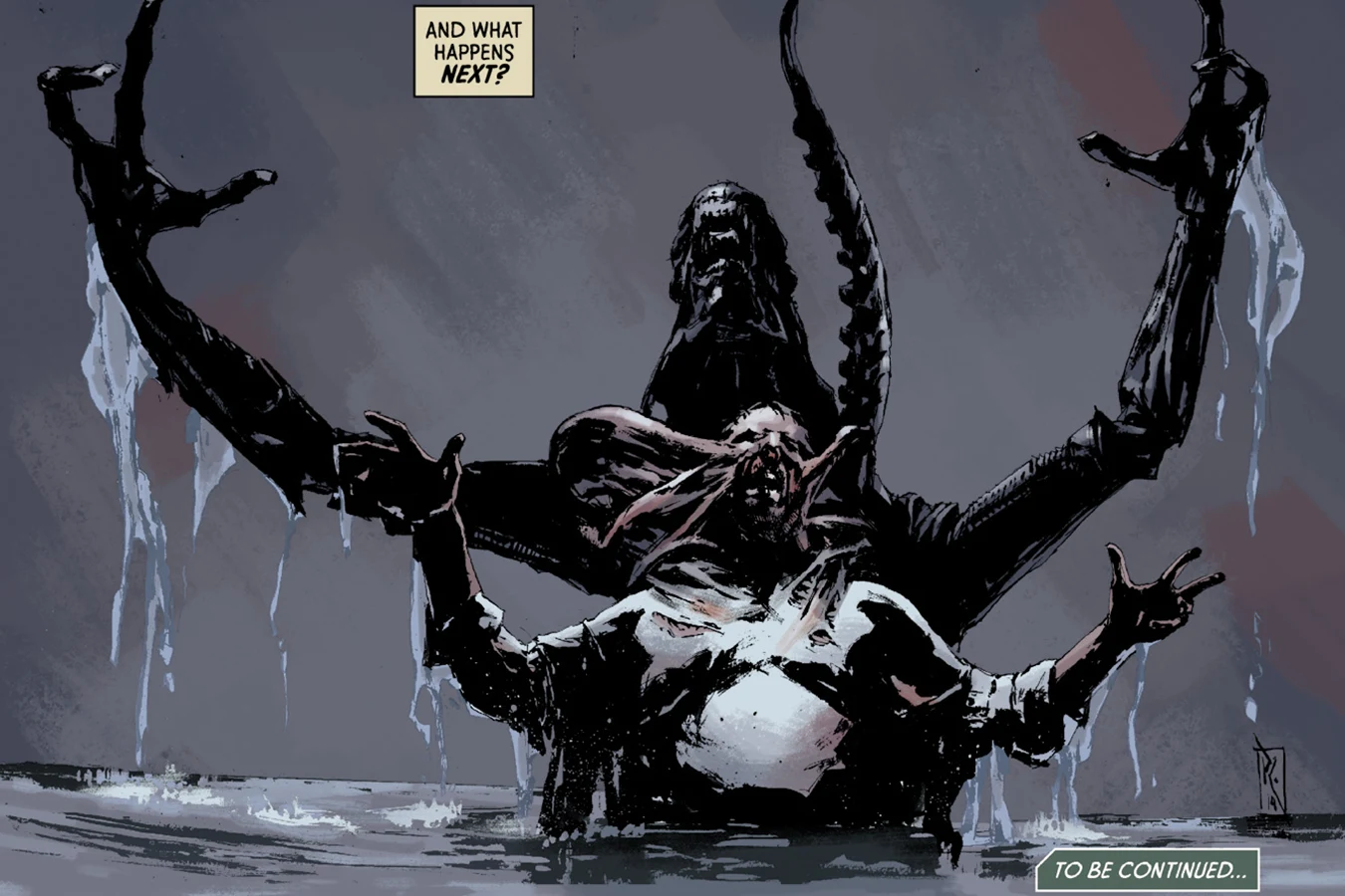 Luiz merged with a Xenomorph by black goo in Aliens: Fire and Stone