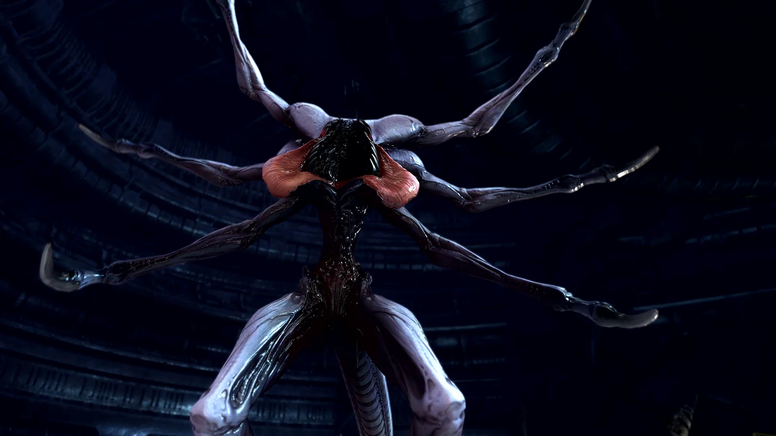 Harbinger pathogen creature facing the camera in Aliens Fireteam Elite 2