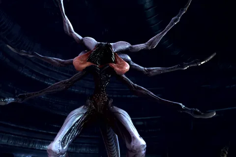 Harbinger pathogen creature facing the camera in Aliens Fireteam Elite 2