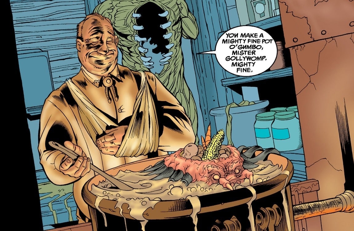 A Man prepares to eat Predator